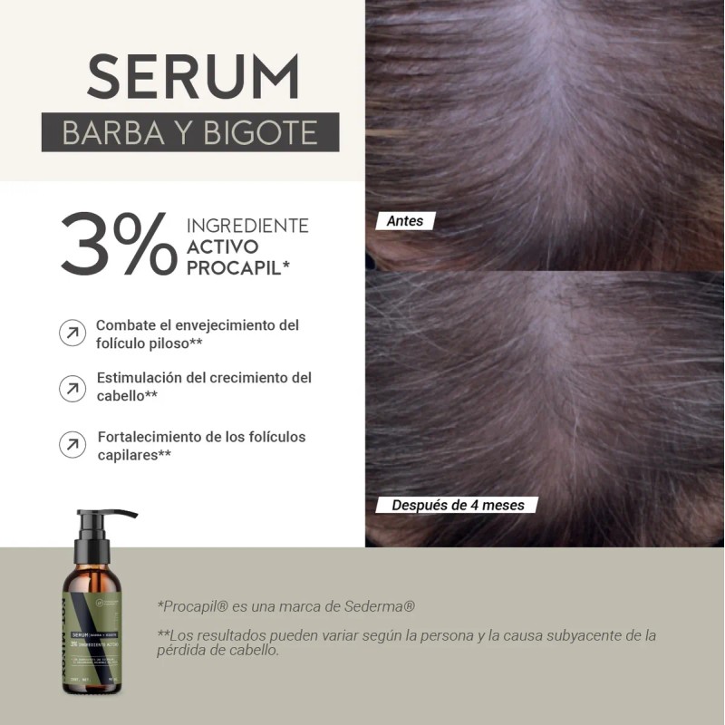 Serum Para Crecimiento Barba Bigote Al 3% 90ml Con Biotina