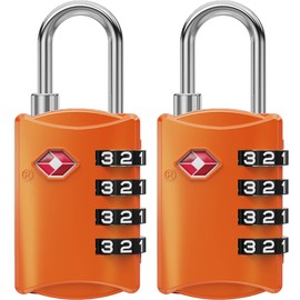 NOVLOCK TSA Approved Luggage Locks – Suitcase Padlock with 4-Digit Security – TSA Travel Padlocks for Suitcases, Backpacks, Cases, Bags – 2-Pack, Orange