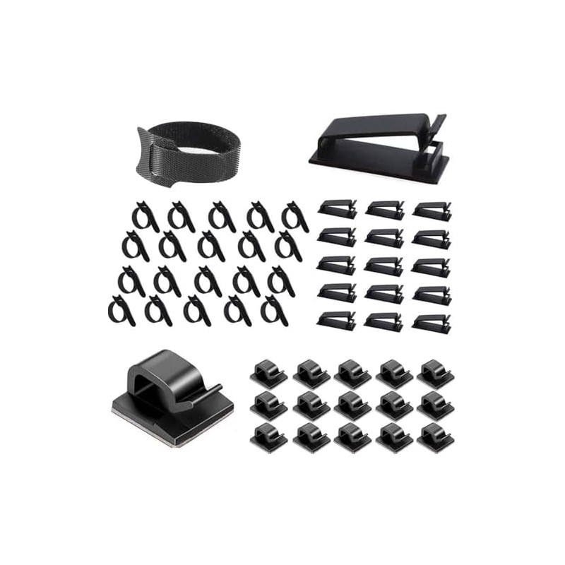 Lumbor37 Clips Organizador de Cables Autoadhesivo, 50 Piezas Clips Adhesivos