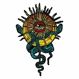 ZEGINs The Snake Around the Sun and Moon Patch Embroidered Applique Badge Iron On Sew On Emblem