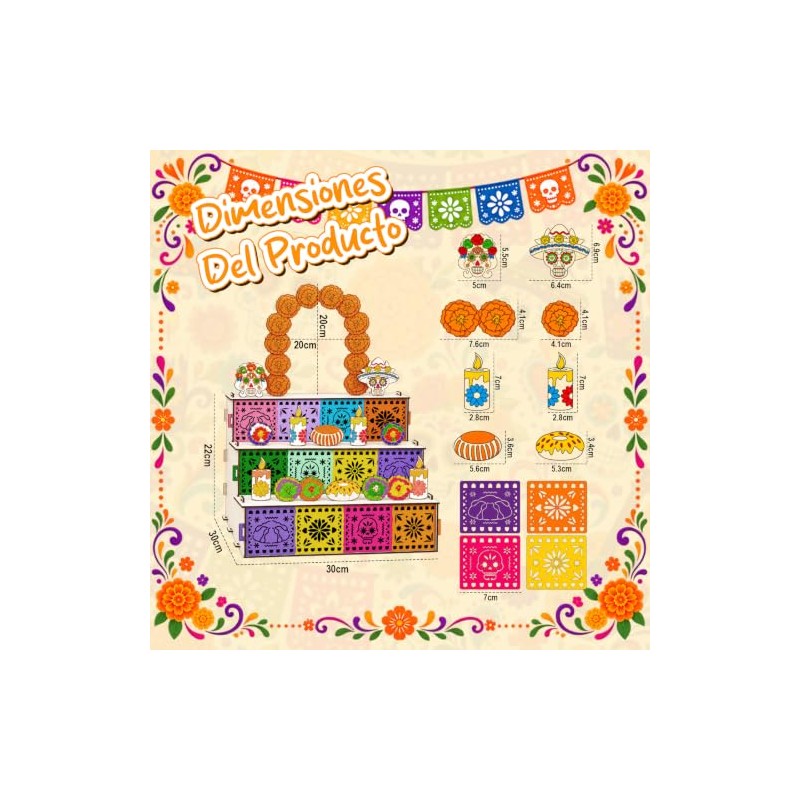 KIROGILY Altar de Muertos Armable de 3 Niveles, 11 AccesoriosIdeal