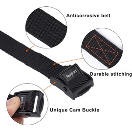 Ayaport Correas de Amarre Correas de Sujeción con Hebilla de Leva Ajustable Correa de Nailon Cinch para Empacar Carga, Bicicleta, Equipaje Negro 6 Piezas (Negro, 0.75'' x 48'')