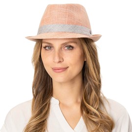 LIERYS Delamon Trilby Women/Men - Made in Italy - Lined Fabric Hat - Summer Hat with Trim Band and Cotton - Fedora Hat with Lining - Spring/Summer, blue