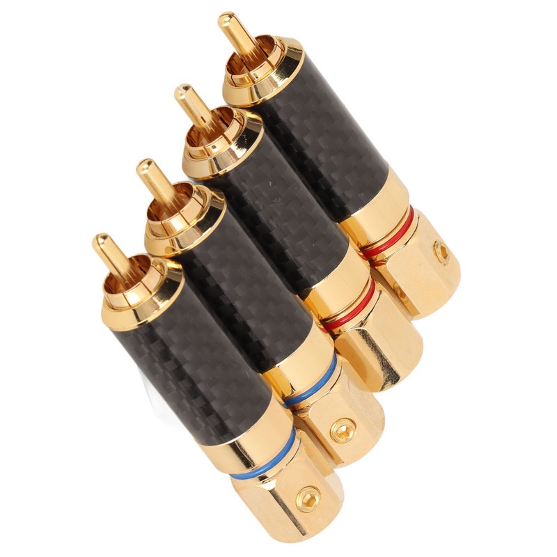 4Pcs RCA Sound Plug Carbon Fiber Gold Plated Oxidation Resistance