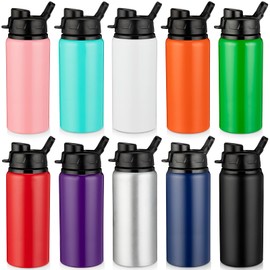 Shellwei 10 Pcs Aluminum Water Bottle 17 oz Reusable Bottles with Snap Lids Metal Water Bottle Lightweight Portable Sports Water Bottle Leak Proof Travel Water Bottle for Gym Camping (Multicolored)