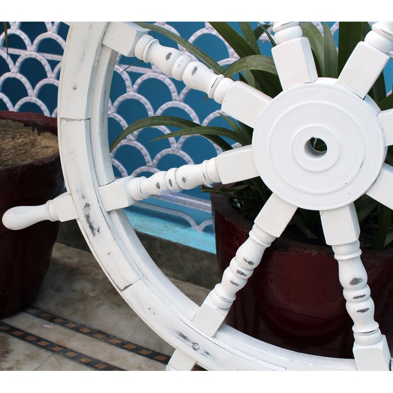 Nautical Handcrafted Wooden Ship Wheel - Home Wall Decor -