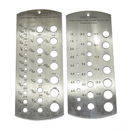 Blue Sky Set of 2 Stainless Steel Drill Gauges Metric & Imperial Gauge 1-13mm 1/16-1/2"