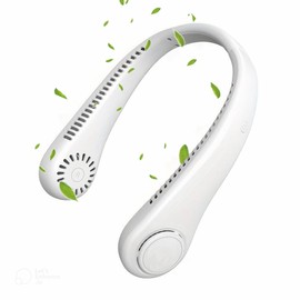 The Best Portable Neck Fan | Hands Free Bladeless Fan | Rechargeable Battery Wearable Personal Fan | Cooling Necklace Fan Design | USB Rechargeable, 3 Speeds (WHITE)