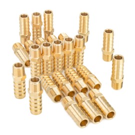 LTWFITTING Brass Fittings Connection 1/4 Inch Male Thread R x 12 mm Hose (Pack of 25)