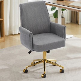Mid-back Liftable Office Chair Striped Fabric and Ergonomically Designed Is an Excellent Choice for Working Studying or Relaxingcolor: Black+ Corduroy(New), size: 25.2* 24.02*39.00inch
