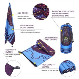 4Monster Microfibre Beach Towel, Ultra-Light, Sand-Resistant Towel, Quick-Drying, Absorbent Sports Towel for Beach, Pool, Water Sports, Yoga, Fitness (Windsurfing B, 80 x 160 cm)