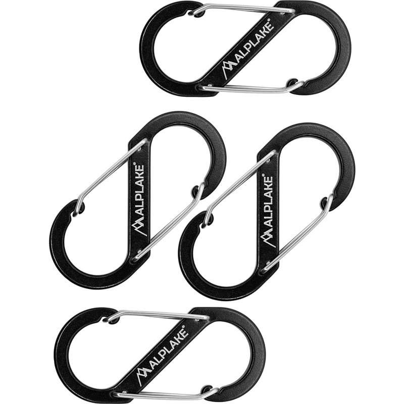 ALPLAKE ® - Pack of 4 Material Carabiners, Double Carabiner,