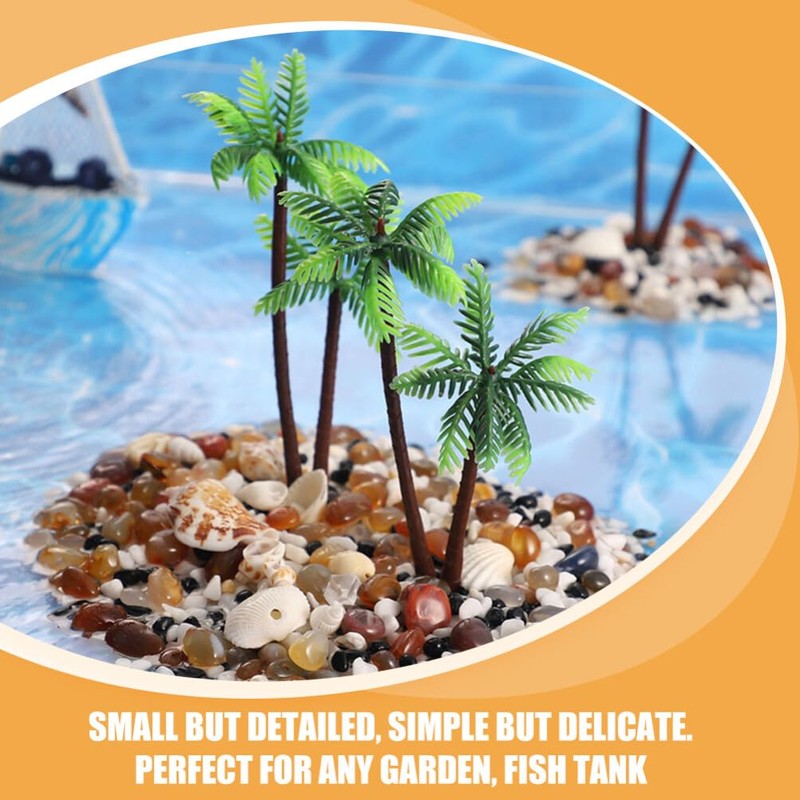 HOLIDYOYO Artificial Palm Tree, 15pcs Mini Model Coconut Palm Tree