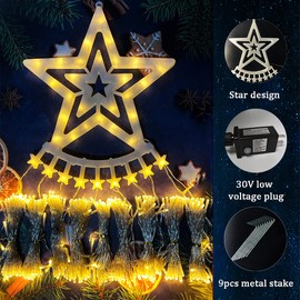 Christmas Lights Outdoor, Aokudoni 12.6ft 8-Lighting Modes Waterfall Lights for Christmas, Outdoor Christmas Decorations for Yard, Christmas Lights for Tree House Holiday Party, Warm White