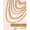 Sllaiss Chunky Gold Layered Necklaces for Women Punk Cuban Link