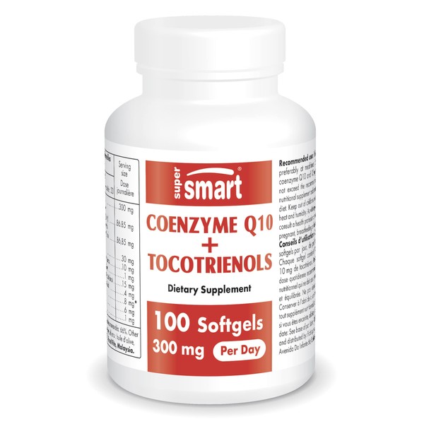 CoQ10 + Tocotrienol 300 mg Daily - Helps Promote Heart Health - Supports Improving Blood Circulation - Contains Powerful Antioxidants - Vegan - Gluten Free - Supersmart