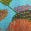 Indian Handmade Cotton Turquoise Kantha Fruit Print Threads Work Cushion
