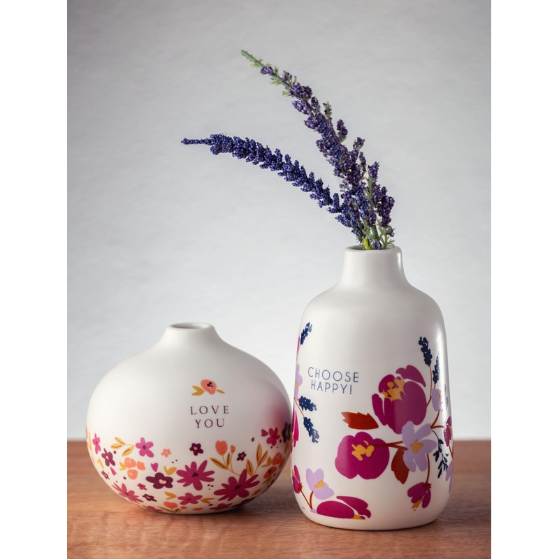 Karma, White Medium Bud Ceramic Flower Vases for Rustic Home