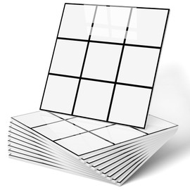 WDILE PVC Peel and Stick Tiles 11.8" x 11.8", Self-Adhesive Backsplash Panels for Kitchen, Bathroom, Laundry Walls Waterproof and Easy to Clean Stick-On Backsplash White Checkered 10 PC