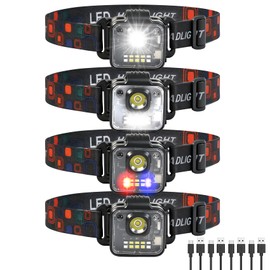 Headlamp Rechargeable 4Pack, 3000 Lumen Ultra-Light Bright Headlamp Flashlight, Clip-on Detachable Portable LED headlamp, 5 Mode Rechargeable Headlamps for Outdoor Camping Fishing