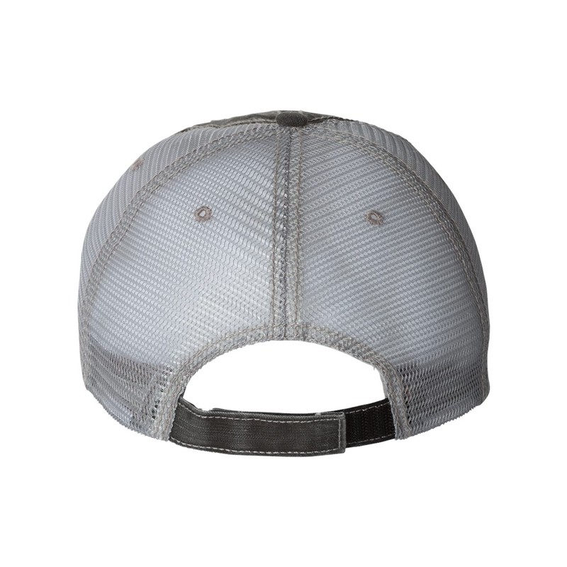 One Size Black/Grey Trucker Spartan Warrior Helmet Embroidered Distressed Trucker