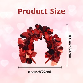 Valentine Heart Headband, Red Sequin Hair Band Love Heart Headband, Valentine's Day Anniversary for Women Valentine's Headwear Hair Accessories Party Supplies