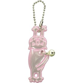 Yoshio Reflective Cat with Bell Pink W130mm x H75mm Biological Key Chain Series HN-38