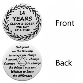 Ukodnus Moneda de sobriedad de 1 a 30 años, token de recuperación de 1 a 11 meses, aniversario sobrio de recuperación AA con chip medallón de 12 pasos, regalo NA OA, Pequeño, Acero inoxidable, no conocido