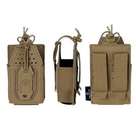 TOPTACPRO Tactical MOLLE Radio Bag Universal Radio Holder for Walkie Talkie Motorola BaoFeng UV-5R BF-F8HP Adjustable Storage Rifle Magazine Bag, Coyote brown, Tactical Radio Bag