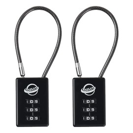 SISAV 3 Digit Cable Combination Lock 5 inches Cable for School Gym Locker,Filing Cabinets,Helmet,Toolbox,Luggage Suitcase,knapsack,Black 2Pack