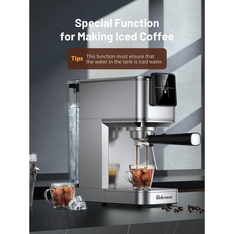 RELEXNOW Espresso Machine, 20 Bar Professional Espresso Coffee Maker with