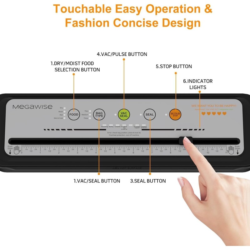 MEGAWISE Vacuum Sealer Machine, 2025 Model with 80kPa Suction Power,