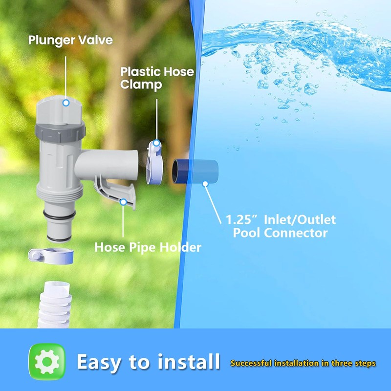 Plunger Valve with Holder for Above Ground Pools - Pool
