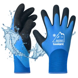 Thermal Work Gloves for Cold Weather, Waterproof Winter Gloves, Touchscreen, Super Grip, for Gardening, Fishing, Car Washing, Freezer Gloves, Blue, Small