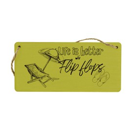 'Life is Better in Flip Flops' Plywood Hanging Sign - Novelty Holiday Idea for Home & Family (smlsgn-ds23-flipflop)