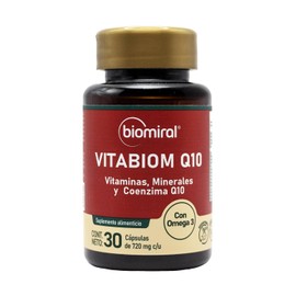 Biomiral Vitabiom Q10 - Suplementos Alimenticios - Coenzima Q10, Omega 3, Vitaminas y Minerales - 30 Cápsulas 720 mg c/u - Energía - Libre de OGM