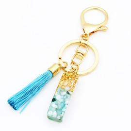 TTYY Alphabet Initial Letter Keychain for Women gift To Little Girls Tassel Butterfly Pendant Key Ring for Backpack (cyan crystal Letter I)