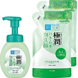 Hadalabo Gokujun Pearl Barley Foam Cleanser, 1 Main Unit + 2 Refill Set