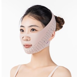 Tsuruwa Small Face Belt, Face Band, Face Line Correction, Eliminates Edema, Small Face Goods, Adjustable, Nasolabic Line Correction, Beauty Goods, Double Chin, Easy at Home (Pink)