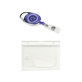ID Card It 1 ID Card Holder Clear Enclosed Pass Holder & Premier Yo Yo Retractable Reel (Purple)