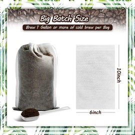 Hogurity 60PCS No Mess Cold Brew Bags, Cold Brew Coffee Filters 6”x 10” Disposable French Press Filter Bags Fine Mesh Brewing Bag with Drawstring for Iced Coffee Maker Hot Tea in Mason Jar or Pitcher