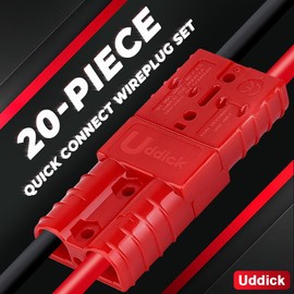 Uddick 20PCS 50A 6-10 Gauge Battery Cable Quick Connect/Disconnect Connector Plug Kit for Car Forklift Motor Winch Trailer (Red 6AWG)