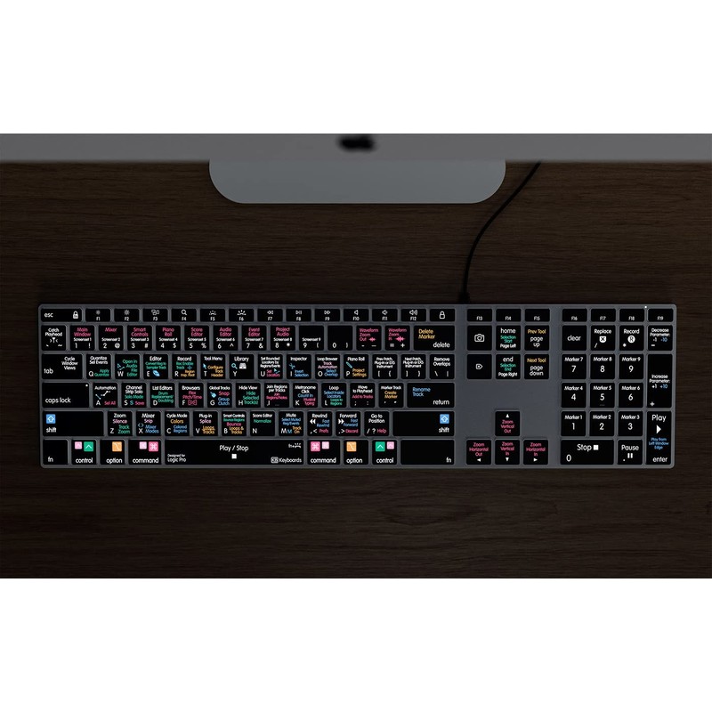 KB Covers Logic Pro Backlit Keyboard | Color-Coded Shortcuts for