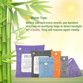 Bamboo Charcoal Bags Odor Absorber 12 Pack×100g Bamboo Charcoal Air Purifying Bags, for Car Air Fresheners, Odor Eliminator for Home，Shoe Deodorizer - Colorful-Activated Charcoal Odor Absorbers
