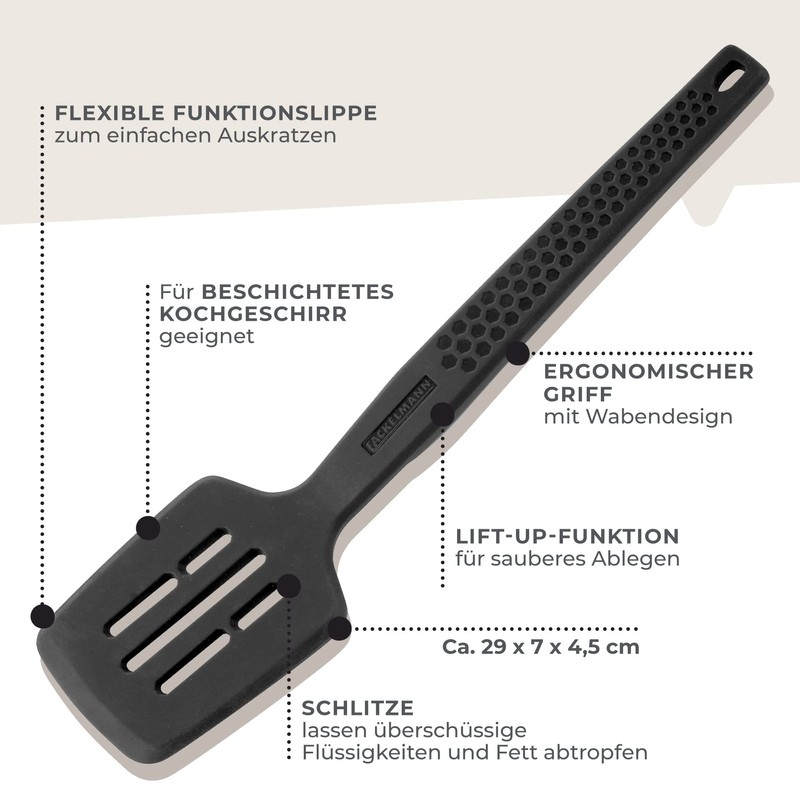 Fackelmann Statement Lift-Up Spatula - Slotted Turner with Ergonomic Handle