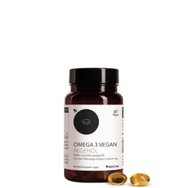 Medicom - Omega 3 Vegan Algenöl mit Omega-3-Algenöl: 1.000 mg, davon DHA: 300 mg; EPA: 150 mg, Made in Switzerland, 60 Kapseln