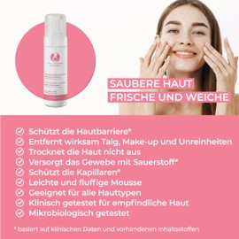 DERMOMAMMA | Gesichtsreinigungsmousse, mit Hyaluronsäure, Vitamin E, Roter Weinrebe, pflanzlichen Tensiden, schützt die Barriere, reinigt sanft, geeignet für Schwangerschaft und Stillzeit - 150ml