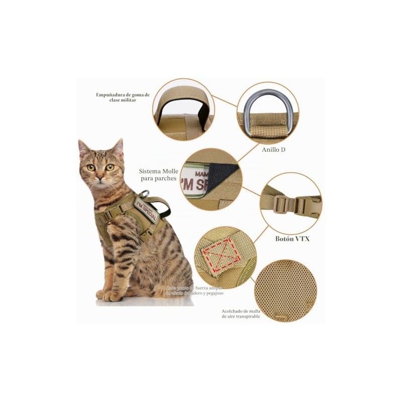 Arnés táctico para gatos para caminar a prueba de escapes,