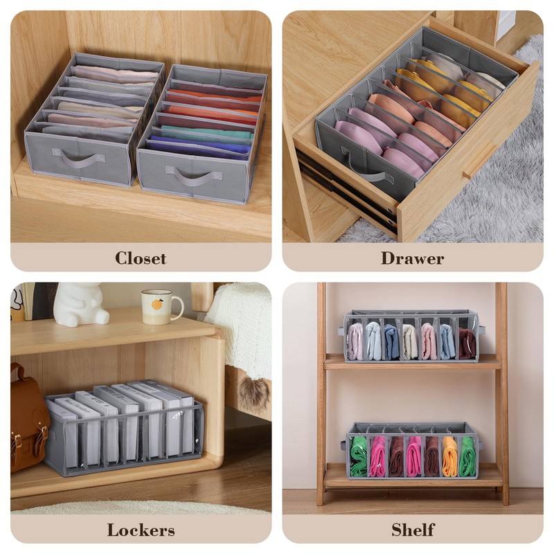 Zilink Upgraded Underwear Drawer Organizer with Support Board, Clear Drawer,