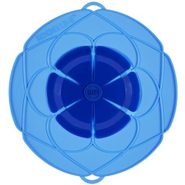 Kochblume das Original, Silikon Überkochschutz für Töpfe und Pfannen, Mikrowellen-Deckel, Spritzschutz und Dampfgar-Aufsatz | (blau, M | Topfgröße 14-20cm)